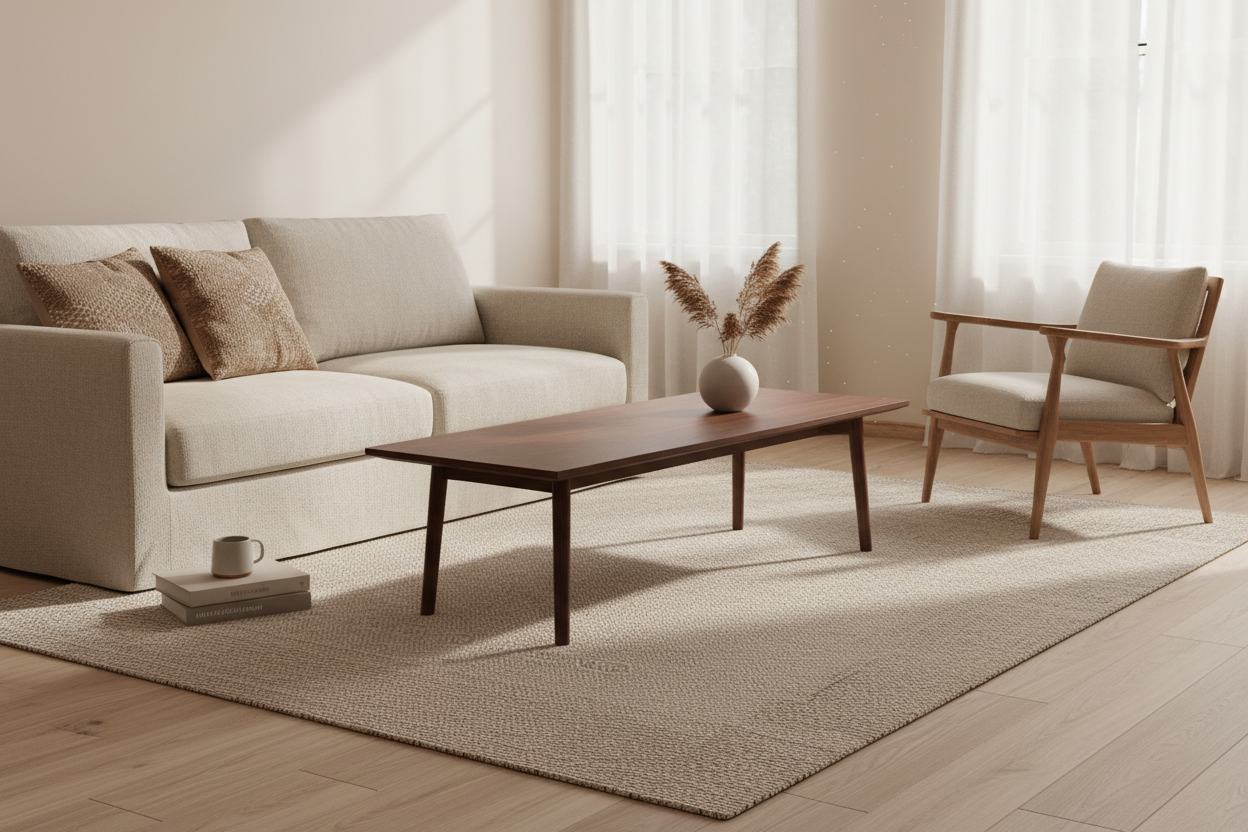 Solid Wood Coffee Table in Living Room Scene