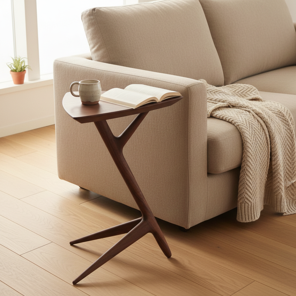 Wood Veneer Side Table Scene